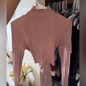 Cropped Ribbed Mock Neck Top ZARA- Dusty Rose